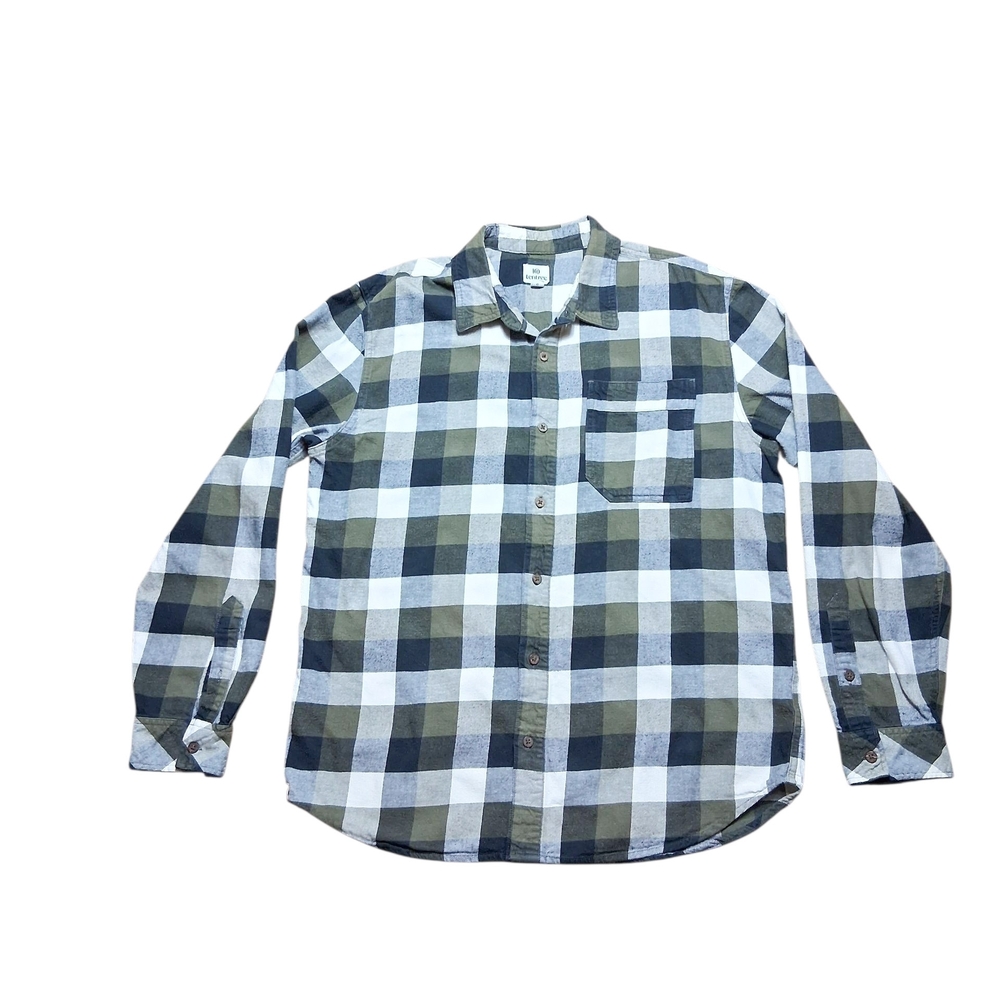 tentree Men’s Organic Cotton Hemp Flannel Shirt – Green Check – Size L